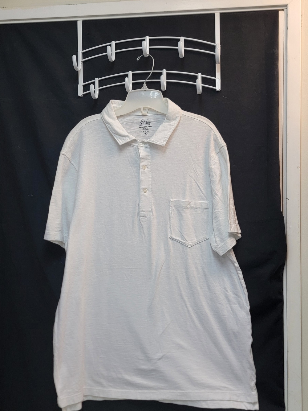 J. Crew Men’s White Cotton Polo Shirt with Chest Pocket